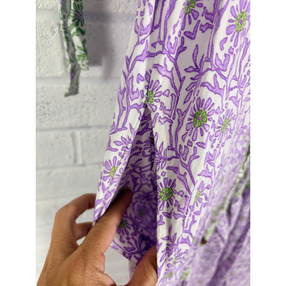 Cactus + Pearl Maxi Dress Womens S Purple Floral Tiered Peasant Boho Cottagecore - Picture 13 of 14